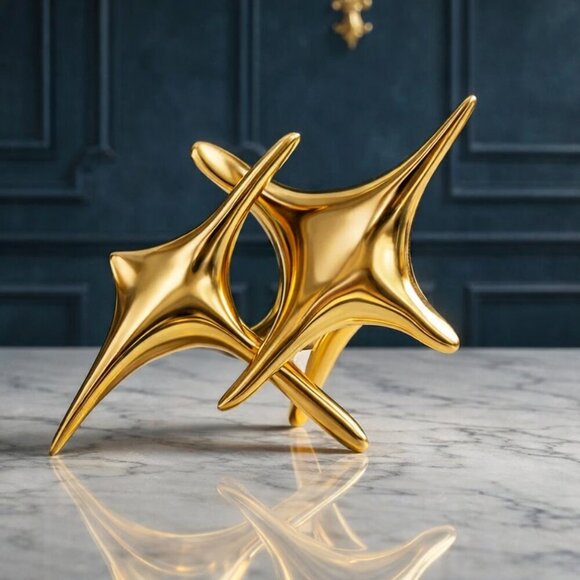 Celestial Starburst 18K Gold Plated Adjustable Ring | Sculptural | Futuristic - Picture 7 of 13